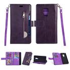 For Huawei Mate 20 Multifunctional Zipper Horizontal Flip Leather Case with Holder & Wallet & 9 Card Slots & Lanyard(Purple) - 1