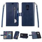 For Huawei Mate 20 Multifunctional Zipper Horizontal Flip Leather Case with Holder & Wallet & 9 Card Slots & Lanyard(Blue) - 1