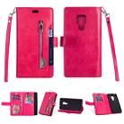 For Huawei Mate 20 Multifunctional Zipper Horizontal Flip Leather Case with Holder & Wallet & 9 Card Slots & Lanyard(Rose Red) - 1