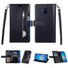 For Huawei Mate 20 Pro Multifunctional Zipper Horizontal Flip Leather Case with Holder & Wallet & 9 Card Slots & Lanyard(Black) - 1