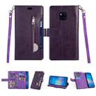 For Huawei Mate 20 Pro Multifunctional Zipper Horizontal Flip Leather Case with Holder & Wallet & 9 Card Slots & Lanyard(Purple) - 1