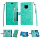 For Huawei Mate 20 Pro Multifunctional Zipper Horizontal Flip Leather Case with Holder & Wallet & 9 Card Slots & Lanyard(Mint Green) - 1