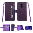 For Huawei Mate 20 lite Multifunctional Zipper Horizontal Flip Leather Case with Holder & Wallet & 9 Card Slots & Lanyard(Purple) - 1