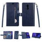For Huawei Mate 20 lite Multifunctional Zipper Horizontal Flip Leather Case with Holder & Wallet & 9 Card Slots & Lanyard(Blue) - 1