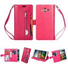For Huawei Mate 10 Multifunctional Zipper Horizontal Flip Leather Case with Holder & Wallet & 9 Card Slots & Lanyard(Rose Red) - 1