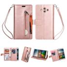 For Huawei Mate 10 Multifunctional Zipper Horizontal Flip Leather Case with Holder & Wallet & 9 Card Slots & Lanyard(Rose Gold) - 1