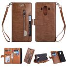 For Huawei Mate 10 Pro Multifunctional Zipper Horizontal Flip Leather Case with Holder & Wallet & 9 Card Slots & Lanyard(Brown) - 1