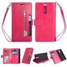 For Huawei Mate 10 Lite / Maimang 6 Multifunctional Zipper Horizontal Flip Leather Case with Holder & Wallet & 9 Card Slots & Lanyard(Rose Red) - 1