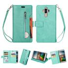 For Huawei Mate 9 Multifunctional Zipper Horizontal Flip Leather Case with Holder & Wallet & 9 Card Slots & Lanyard(Mint Green) - 1