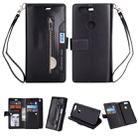 For OnePlus 5T Multifunctional Zipper Horizontal Flip Leather Case with Holder & Wallet & 9 Card Slots & Lanyard(Black) - 1