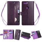 For OnePlus 5T Multifunctional Zipper Horizontal Flip Leather Case with Holder & Wallet & 9 Card Slots & Lanyard(Purple) - 1