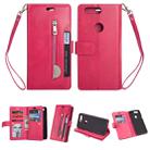 For OnePlus 5T Multifunctional Zipper Horizontal Flip Leather Case with Holder & Wallet & 9 Card Slots & Lanyard(Rose Red) - 1