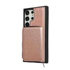 For Samsung Galaxy S22 Ultra 5G Solid Color Zipper 11-Card Slots Bag Phone Case with Lanyard(Rose Gold) - 2