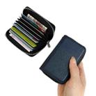 For iPhone 15 Pro Max Solid Color Zipper 11-Card Slots Bag Phone Case with Lanyard(Blue) - 3