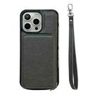 For iPhone 15 Pro Solid Color Zipper 11-Card Slots Bag Phone Case with Lanyard(Grey) - 2