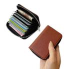 For iPhone 15 Pro Solid Color Zipper 11-Card Slots Bag Phone Case with Lanyard(Brown) - 3