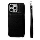 For iPhone 14 Pro Solid Color Zipper 11-Card Slots Bag Phone Case with Lanyard(Black) - 2