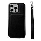 For iPhone 14 Pro Max Solid Color Zipper 11-Card Slots Bag Phone Case with Lanyard(Black) - 2