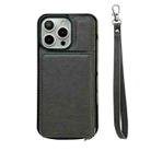 For iPhone 16 Pro Max Solid Color Zipper 11-Card Slots Bag Phone Case with Lanyard(Grey) - 2