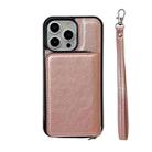 For iPhone 16 Pro Max Solid Color Zipper 11-Card Slots Bag Phone Case with Lanyard(Rose Gold) - 2