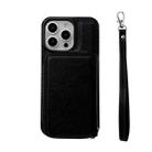 For iPhone 16 Pro Solid Color Zipper 11-Card Slots Bag Phone Case with Lanyard(Black) - 2