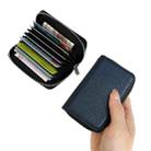 For iPhone 16 Plus Solid Color Zipper 11-Card Slots Bag Phone Case with Lanyard(Blue) - 3