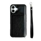 For iPhone 16 Plus Solid Color Zipper 11-Card Slots Bag Phone Case with Lanyard(Black) - 2