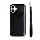 For iPhone 16 Solid Color Zipper 11-Card Slots Bag Phone Case with Lanyard(Black) - 2