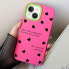 For iPhone 15 Love Hearts PC Hybrid TPU Phone Case(Rose Red) - 1