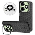 For Infinix Hot 40i Honeycomb Radiating Holder TPU Phone Case with Lanyard(Black) - 1