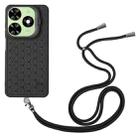 For Infinix Hot 40i Honeycomb Radiating Holder TPU Phone Case with Lanyard(Black) - 3