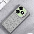 For Infinix Hot 40i Honeycomb Radiating Holder TPU Phone Case with Lanyard(Grey) - 2