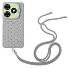 For Infinix Hot 40i Honeycomb Radiating Holder TPU Phone Case with Lanyard(Grey) - 3