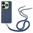 For Tecno Spark 20C Honeycomb Radiating Holder TPU Phone Case with Lanyard(Blue) - 3