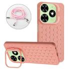 For Tecno Spark 20 Honeycomb Radiating Holder TPU Phone Case with Lanyard(Pink) - 1