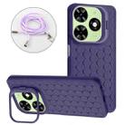 For Tecno Spark 20 Honeycomb Radiating Holder TPU Phone Case with Lanyard(Purple) - 1