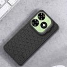 For Tecno Spark 20 Honeycomb Radiating Holder TPU Phone Case with Lanyard(Black) - 2