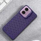 For Motorola Moto G24 / G04 Honeycomb Radiating Holder TPU Phone Case with Lanyard(Purple) - 2