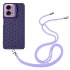 For Motorola Moto G24 / G04 Honeycomb Radiating Holder TPU Phone Case with Lanyard(Purple) - 3