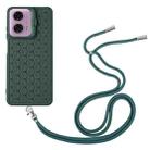 For Motorola Moto G24 / G04 Honeycomb Radiating Holder TPU Phone Case with Lanyard(Green) - 3