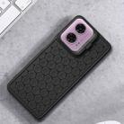 For Motorola Moto G24 / G04 Honeycomb Radiating Holder TPU Phone Case with Lanyard(Black) - 2