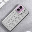 For Motorola Moto G24 / G04 Honeycomb Radiating Holder TPU Phone Case with Lanyard(Grey) - 2