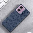 For Motorola Moto G24 / G04 Honeycomb Radiating Holder TPU Phone Case with Lanyard(Blue) - 2