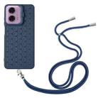 For Motorola Moto G24 / G04 Honeycomb Radiating Holder TPU Phone Case with Lanyard(Blue) - 3