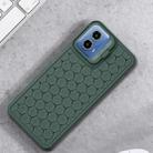 For Motorola Moto G34 Honeycomb Radiating Holder TPU Phone Case with Lanyard(Green) - 2