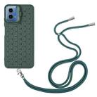 For Motorola Moto G34 Honeycomb Radiating Holder TPU Phone Case with Lanyard(Green) - 3