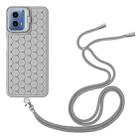 For Motorola Moto G34 Honeycomb Radiating Holder TPU Phone Case with Lanyard(Grey) - 3