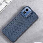 For Motorola Moto G34 Honeycomb Radiating Holder TPU Phone Case with Lanyard(Blue) - 2