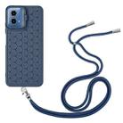 For Motorola Moto G34 Honeycomb Radiating Holder TPU Phone Case with Lanyard(Blue) - 3