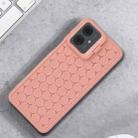 For Motorola Moto G14 Honeycomb Radiating Holder TPU Phone Case with Lanyard(Pink) - 2